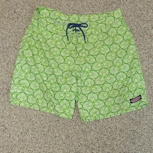 Vineyard Vines Lime Floral Board Shorts, Mens Sz 36